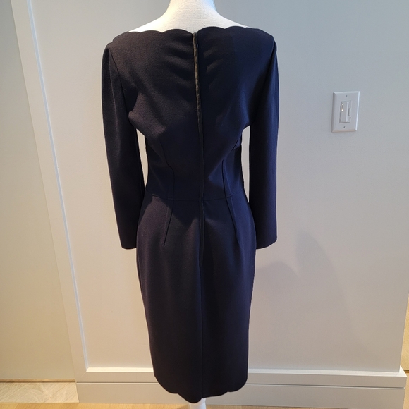 VALENTINO NAVY BLUE MIDI WOOL DRESS - Picture 4 of 8